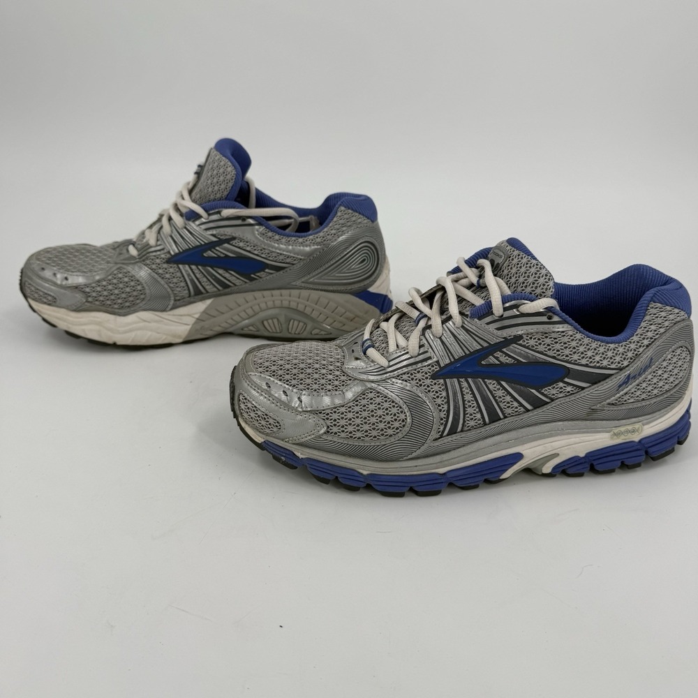 Brooks Women's 12 Wide Gray Blue Running Shoes Cushioned Stability Athletic